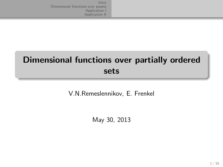 dimensional functions over partially ordered sets