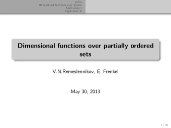Dimensional functions over partially ordered  sets  V.N.Remeslennikov, E. Frenkel  May 30, 2013  1