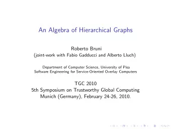 An Algebra of Hierarchical Graphs  Roberto Bruni  (joint-work with Fabio Gadducci and Alberto