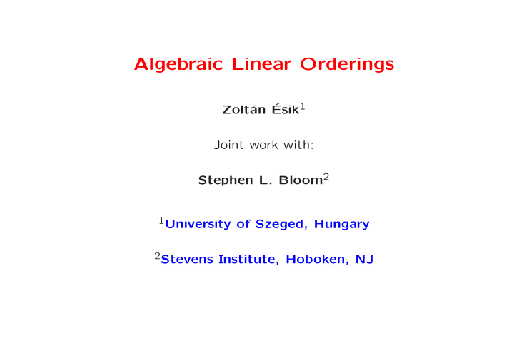 algebraic linear orderings