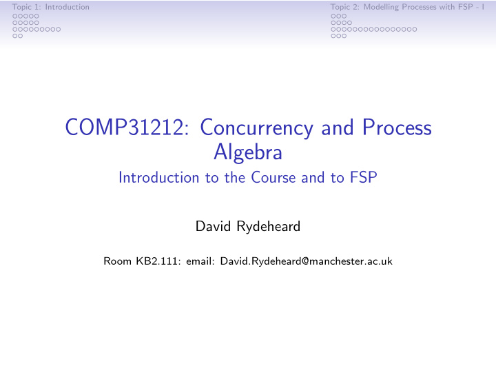 comp31212 concurrency and process algebra