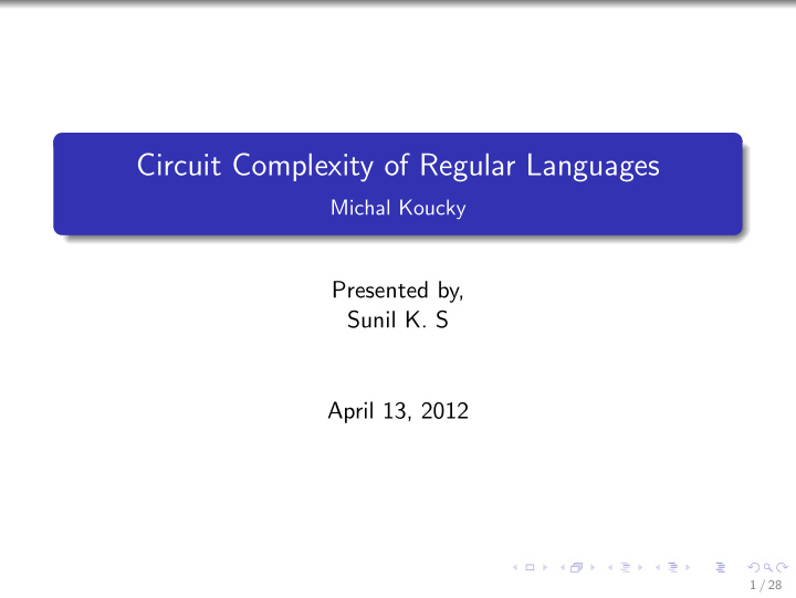 circuit complexity of regular languages