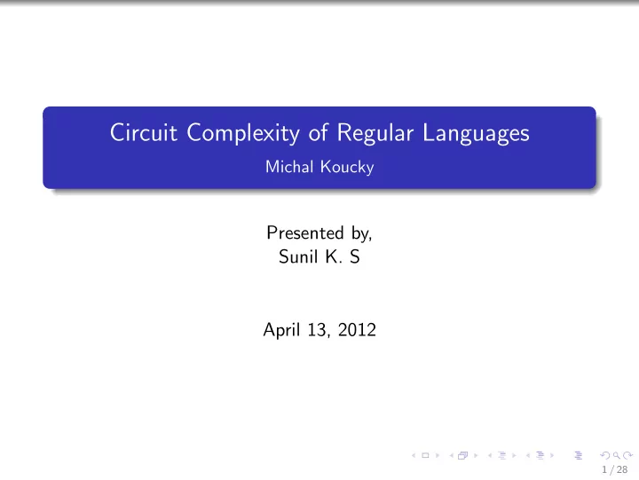 circuit complexity of regular languages