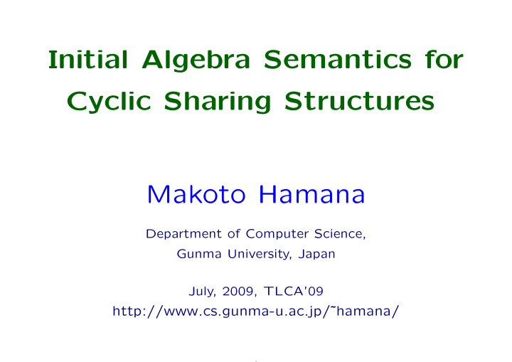 initial algebra semantics for cyclic sharing structures