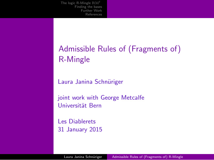 admissible rules of fragments of r mingle admissible