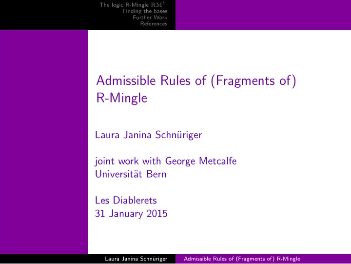 admissible rules of fragments of r mingle admissible
