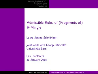 Admissible Rules of (Fragments of)  R-Mingle  Admissible Rules of (Fragments of)  R-Mingle  Laura