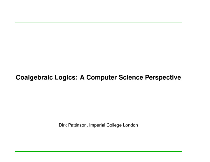 coalgebraic logics a computer science perspective