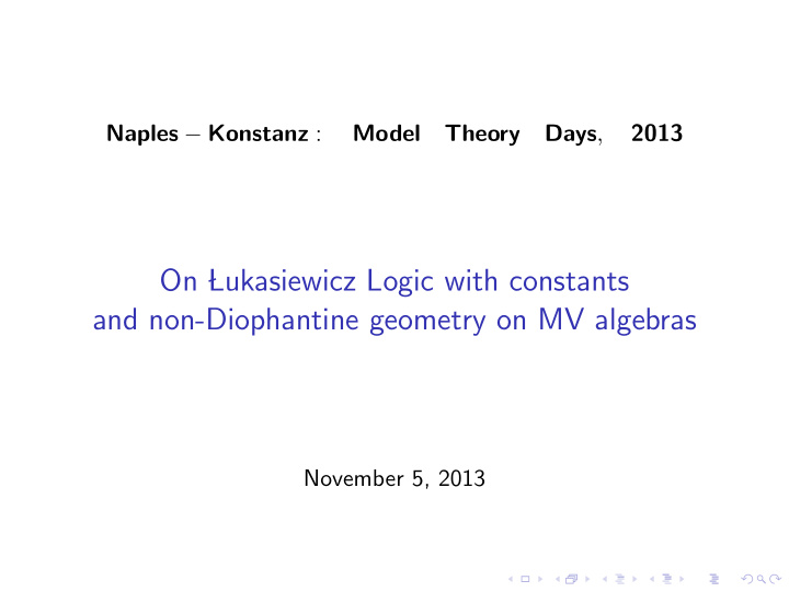 on lukasiewicz logic with constants and non diophantine