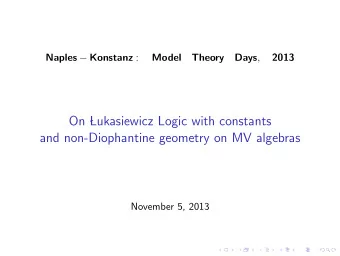 On   Lukasiewicz Logic with constants  and non-Diophantine geometry on MV algebras  November 5,