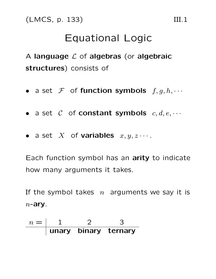 equational logic