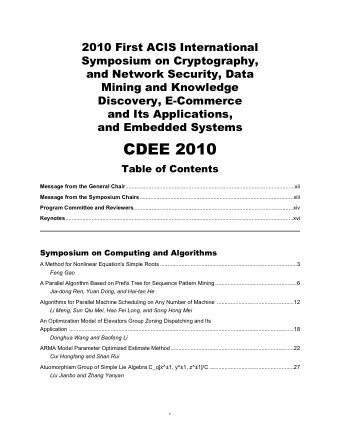 CDEE 2010  Table of Contents Message from the General Chair