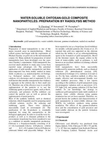 WATER-SOLUBLE CHITOSAN-GOLD COMPOSITE  NANOPARTICLES: PREPARATION BY RADIOLYSIS METHOD S. Choofong