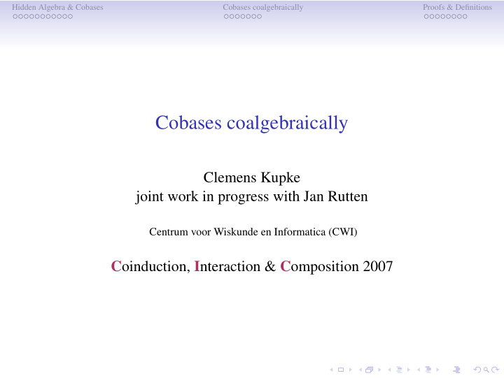 cobases coalgebraically