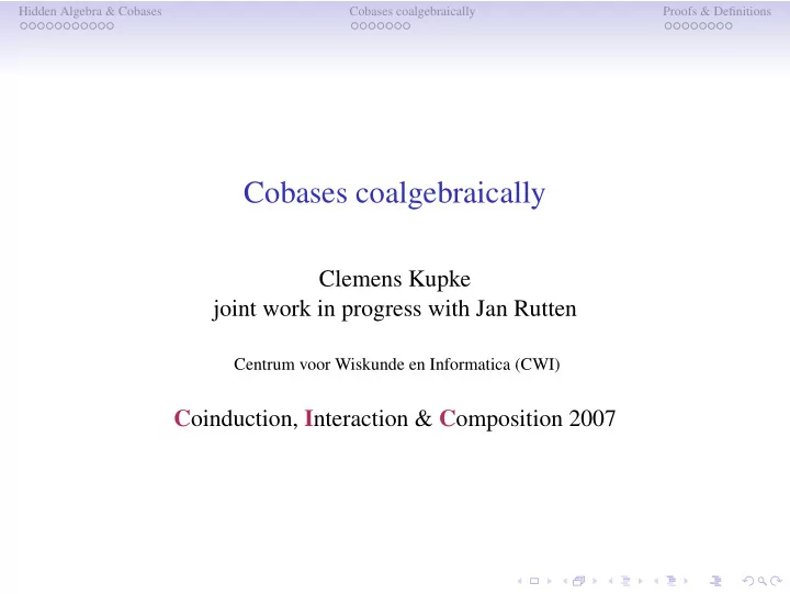 cobases coalgebraically