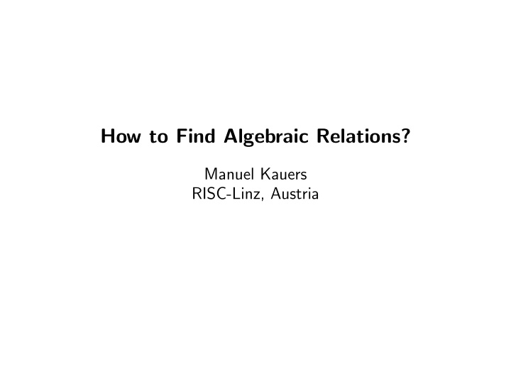 how to find algebraic relations