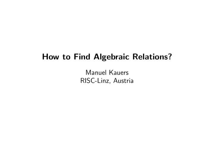 how to find algebraic relations