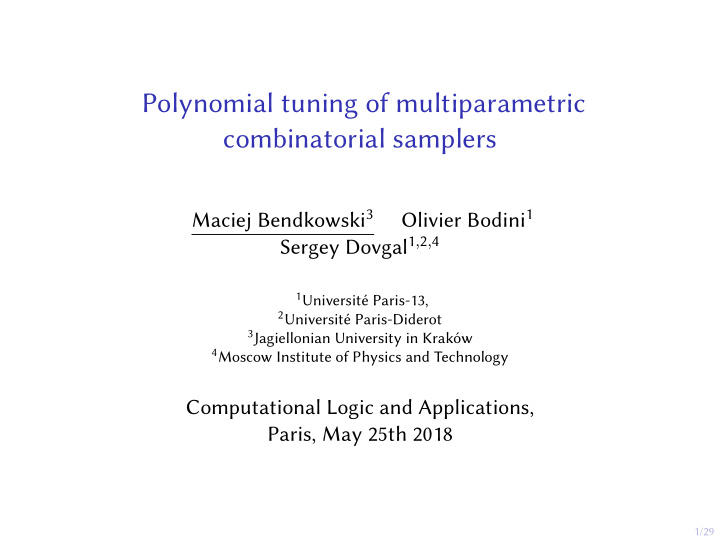 polynomial tuning of multiparametric combinatorial