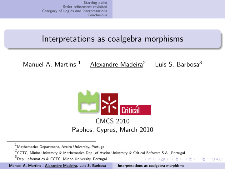 interpretations as coalgebra morphisms