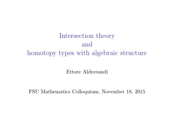 Intersection theory  and  homotopy types with algebraic structure  Ettore Aldrovandi  FSU