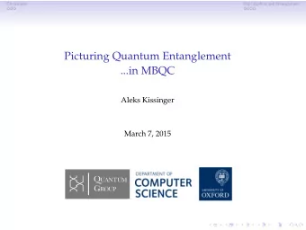 Picturing Quantum Entanglement  ...in MBQC  Aleks Kissinger  March 7, 2015 Q UANTUM G ROUP