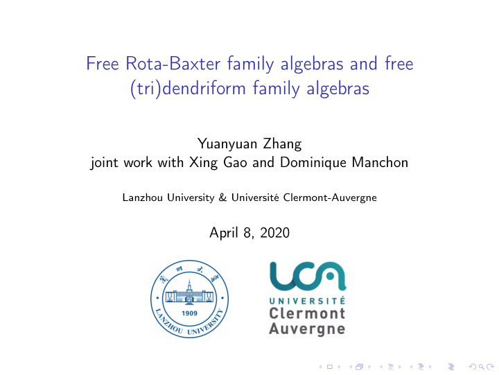 free rota baxter family algebras and free tri dendriform