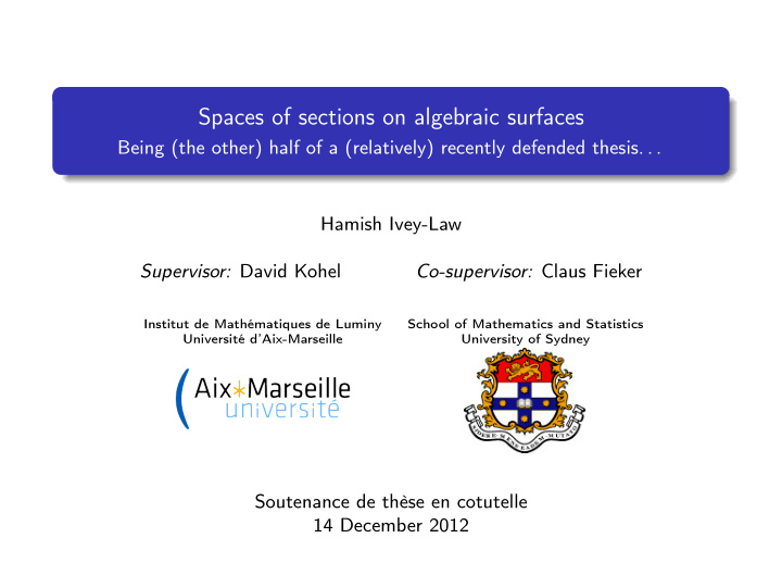 spaces of sections on algebraic surfaces