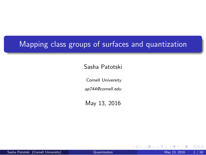 mapping class groups of surfaces and quantization