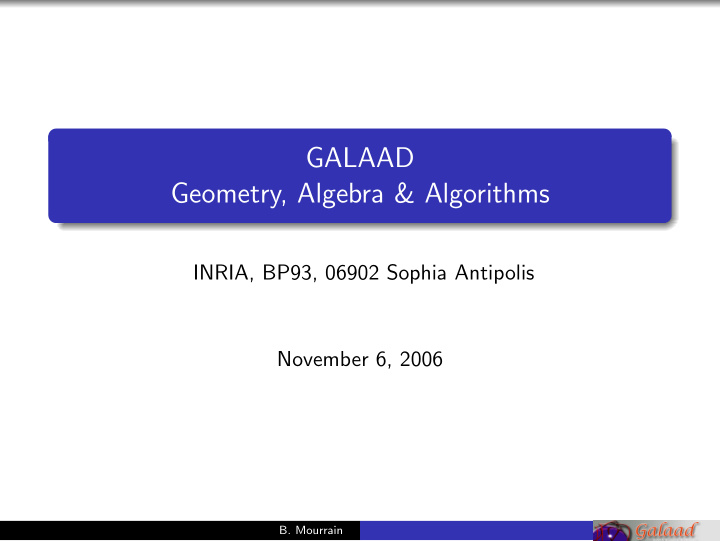 galaad geometry algebra algorithms