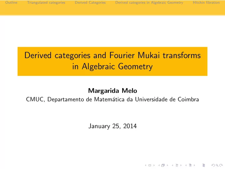 derived categories and fourier mukai transforms in