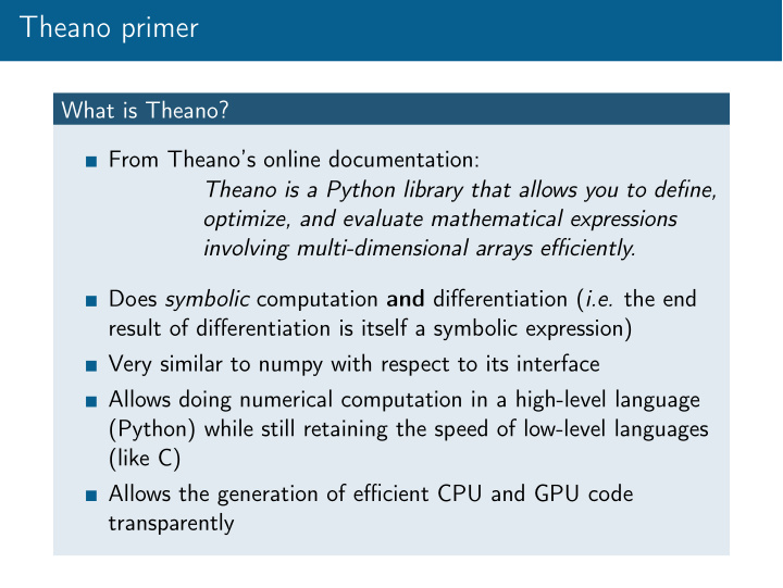 theano primer