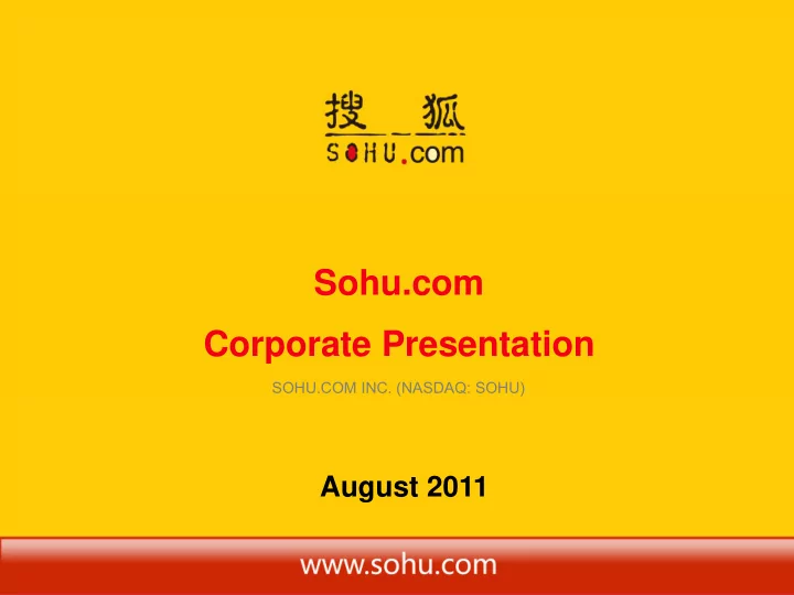 sohu com corporate presentation