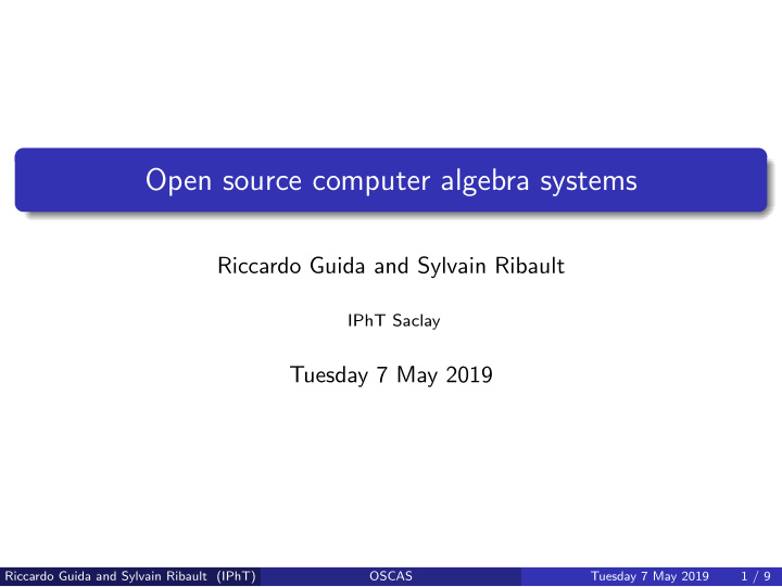 open source computer algebra systems