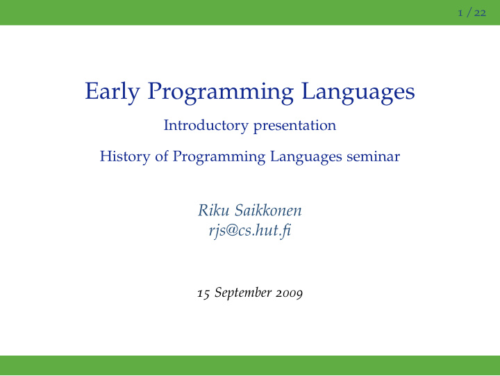 early programming languages