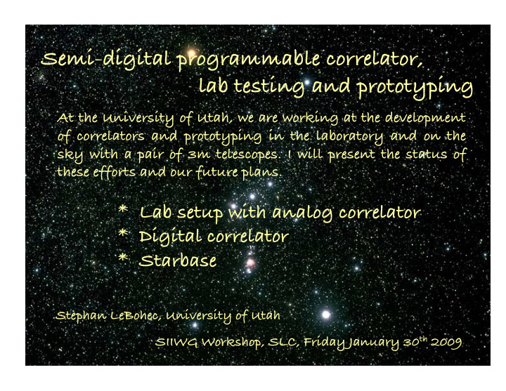 semi digital programmable correlator lab testing and