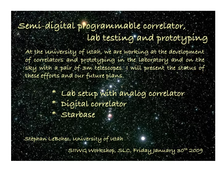 semi digital programmable correlator lab testing and
