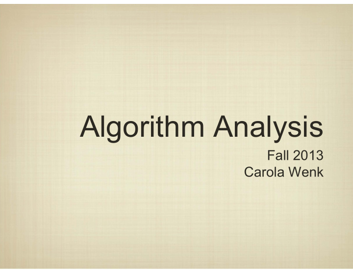 algorithm analysis