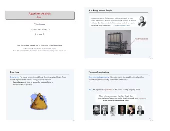 Algorithm Analysis  Part I