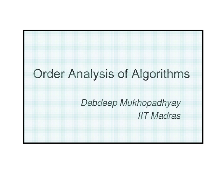order analysis of algorithms
