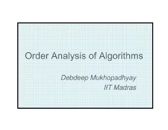 Order Analysis of Algorithms  Debdeep Mukhopadhyay  IIT Madras  Sorting problem   Input: A