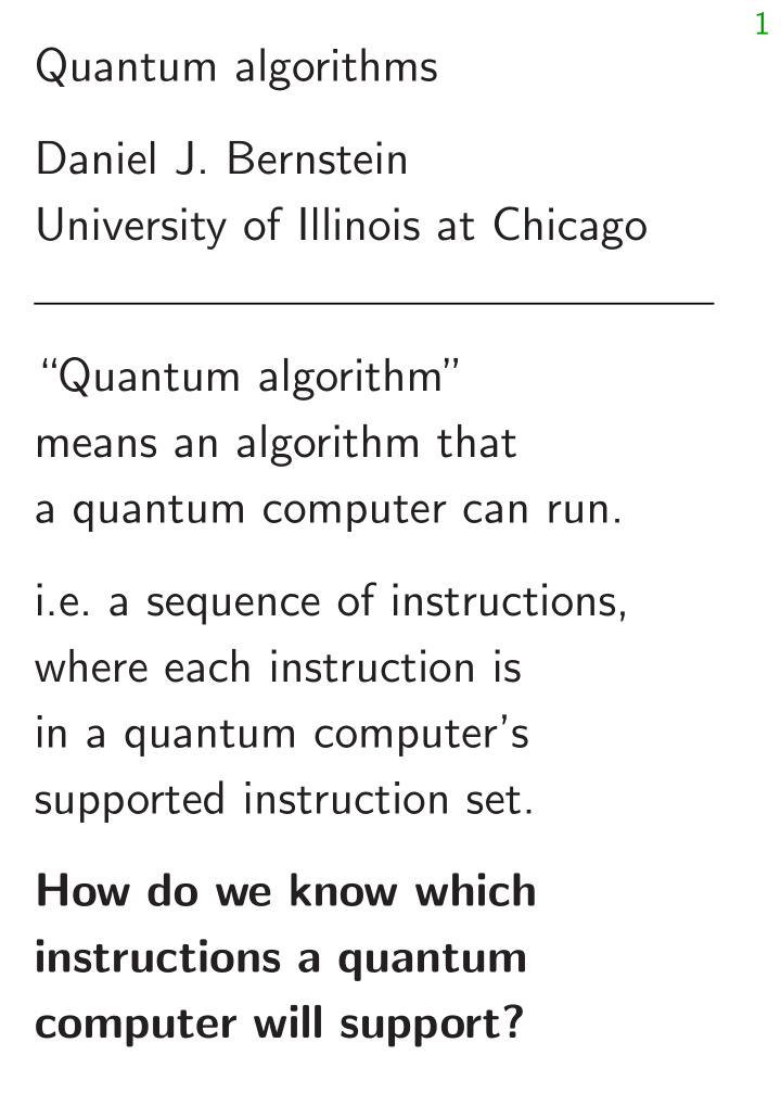 quantum algorithms daniel j bernstein university of