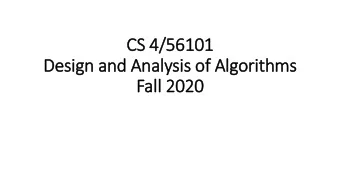 CS 4/56101  Design and Analysis of Alg  lgorithms  Fall  ll 2020  Website and Contact  Course