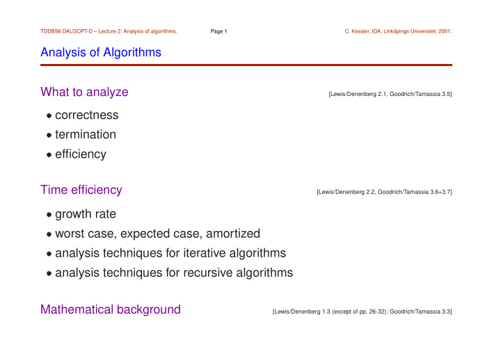 analysis of algorithms what to analyze