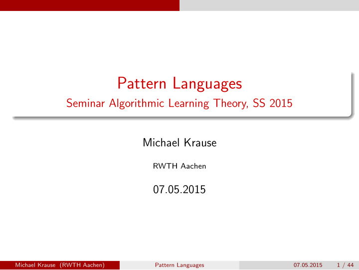 pattern languages