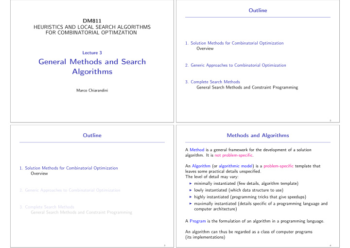 general methods and search