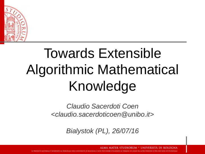 towards extensible algorithmic mathematical knowledge