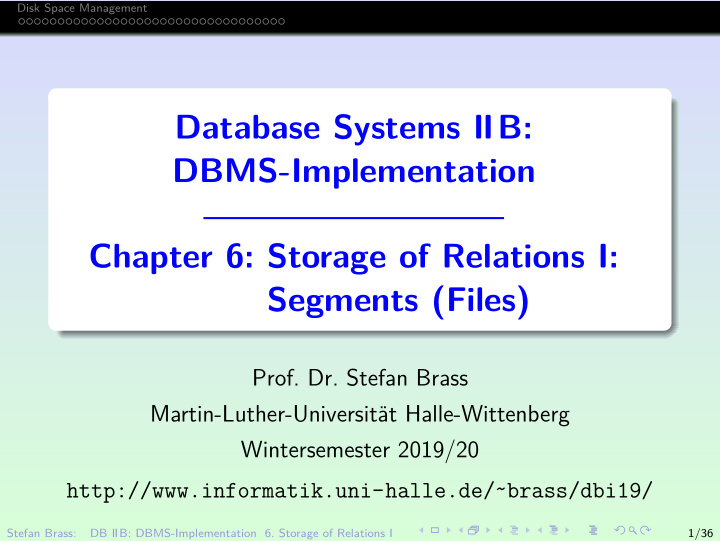 database systems iib dbms implementation chapter 6