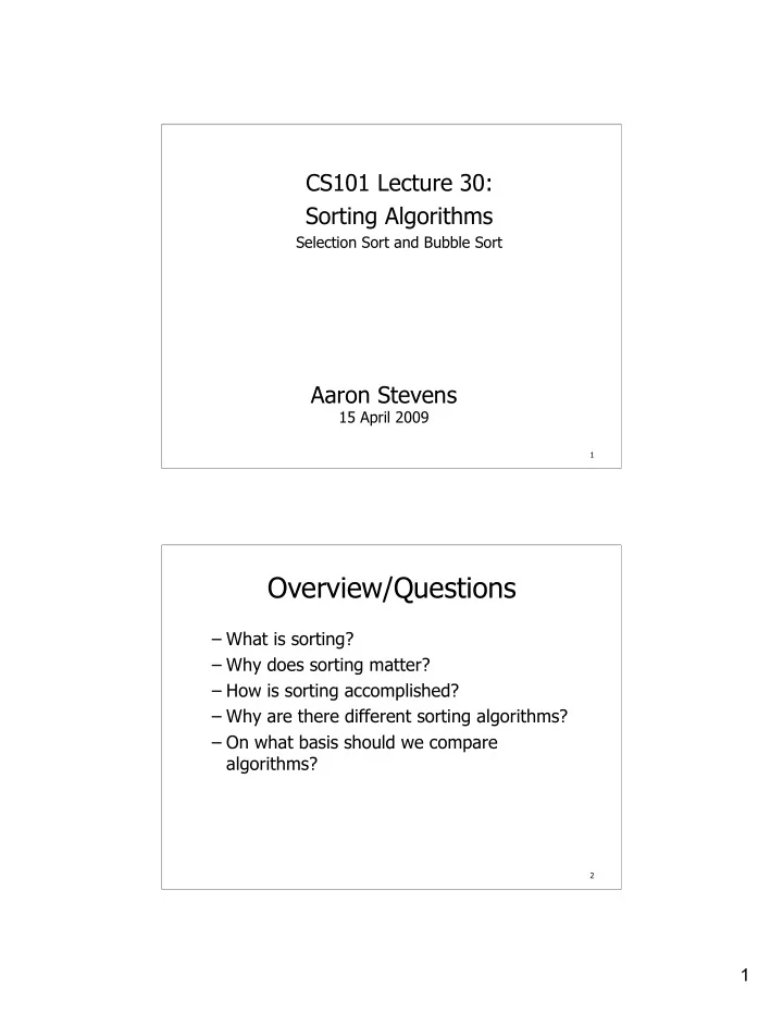 overview questions