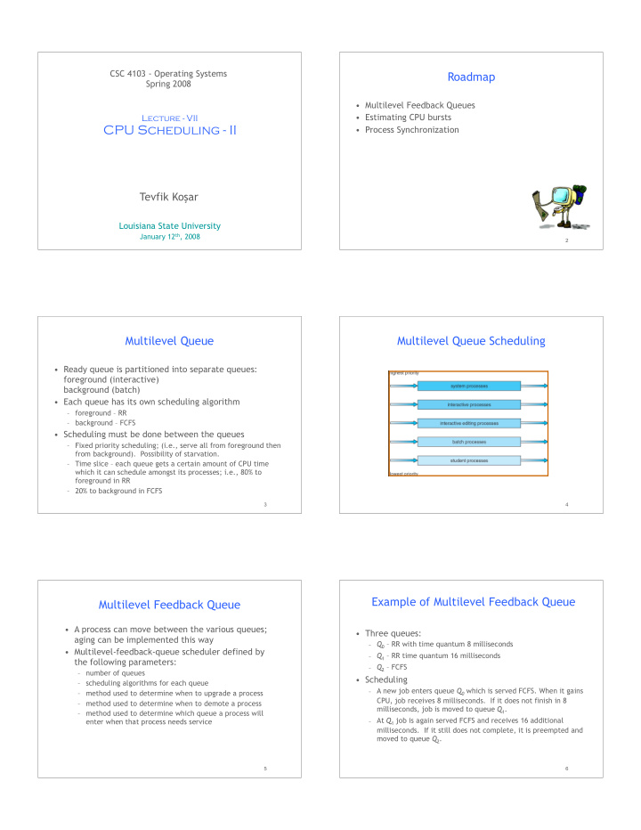 cpu scheduling ii