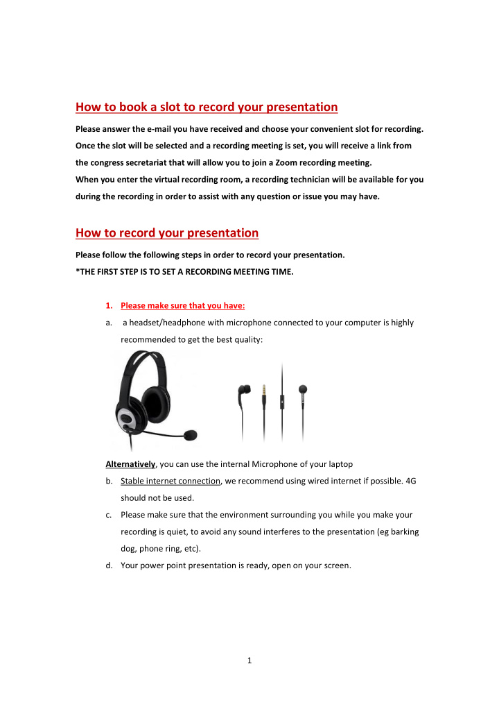 how to book a slot to record your presentation